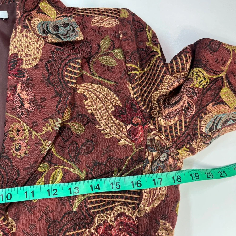 Cabi Jacobean Floral Tapestry Brocade Coat Women's‎ sz 8 Mulberry Guinevere 749